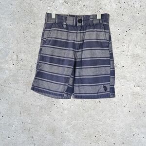 U.S. Polo ASSN Boys Adjustable Waist Blue Stripe Bermudas Chino Shorts Size 5
